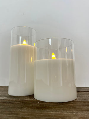 Glass White LED Candle - 2 Sizes