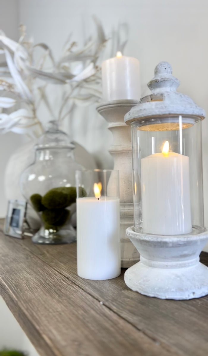 Glass White LED Candle - 2 Sizes