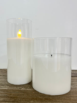 Glass White LED Candle - 2 Sizes