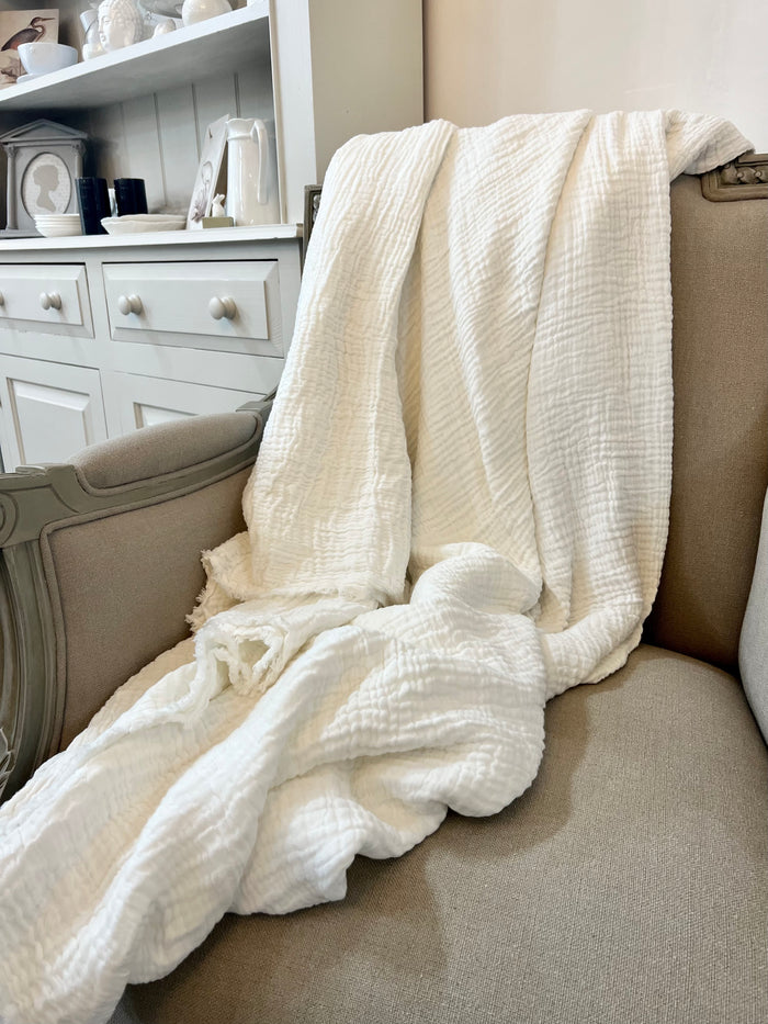 White Crinkle Throw - 2 Sizes